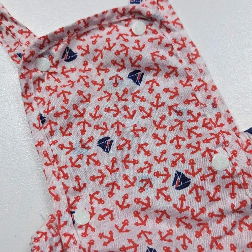 Vintage Lily Kids Sunsuit Baby Size 9m Red Sailboat Anchor Nautical